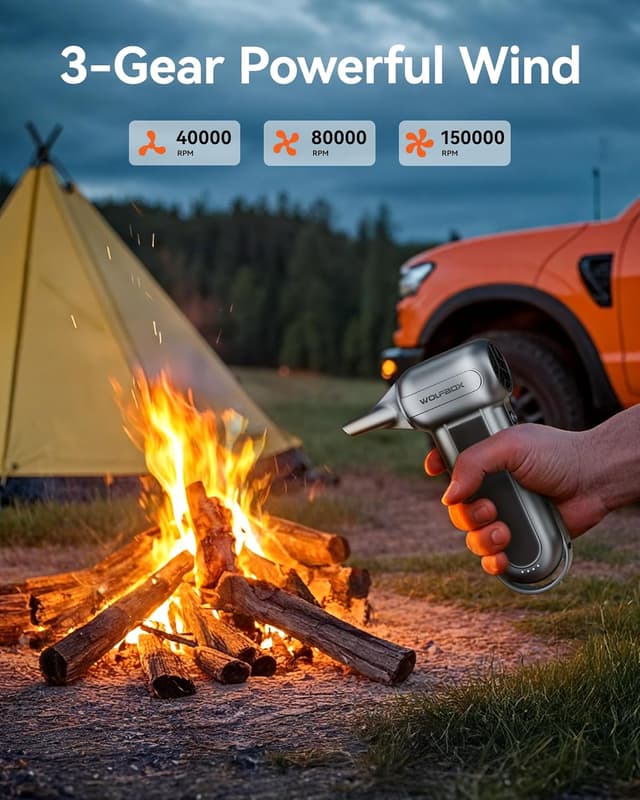 Detalle 2 de WOLFBOX MF100 cordless air duster 150,000 RPM