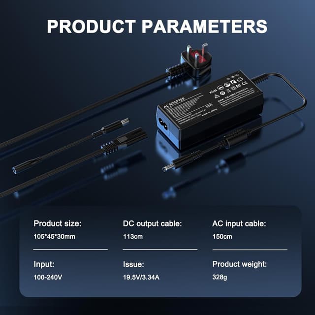 Detalle de 65W Dell laptop charger DC 19.5V