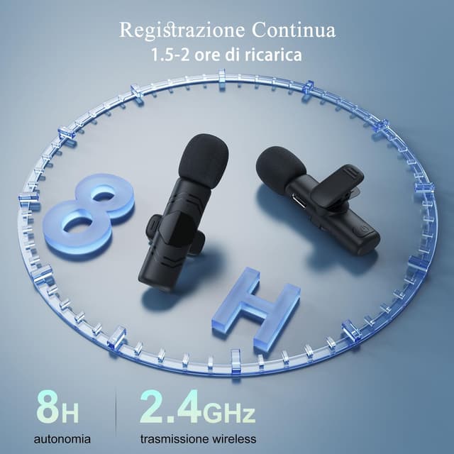 Thumbnail 6 de Microfono Lavalier Wireless 2 pezzi per smartphone e tablet