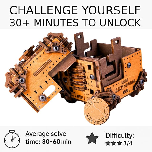 Detalle de WOODEN.CITY Tesseract Holzpuzzle Box 185 Teile 🧩