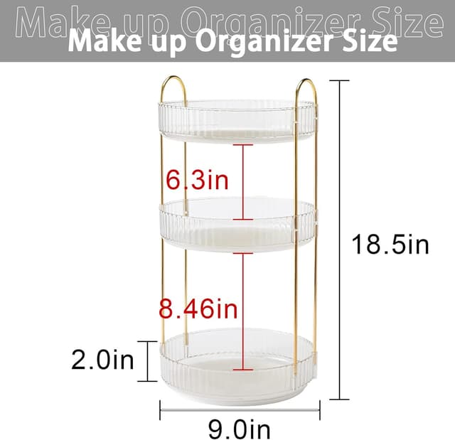 Detalle 2 de shuang qing Rotating Makeup Organizer 3 Tier