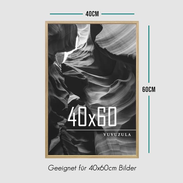 Detalle de VUVUZULA Bilderrahmen 40x60 cm Holzrahmen 3er-Set Eiche – MDF-Rahmen natur