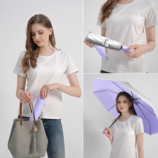 Detalle 2 de BAODINI Small UV Protection Travel Umbrella (UPF 50+), Compact 42 inch Windproof Auto Open/Close