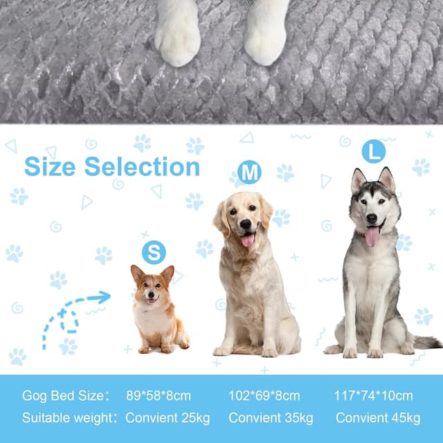 Detalle 2 de Aspand tapis pour chien grande taille 102x69 cm motif écailles de poisson, gris, lavable et antidérapant