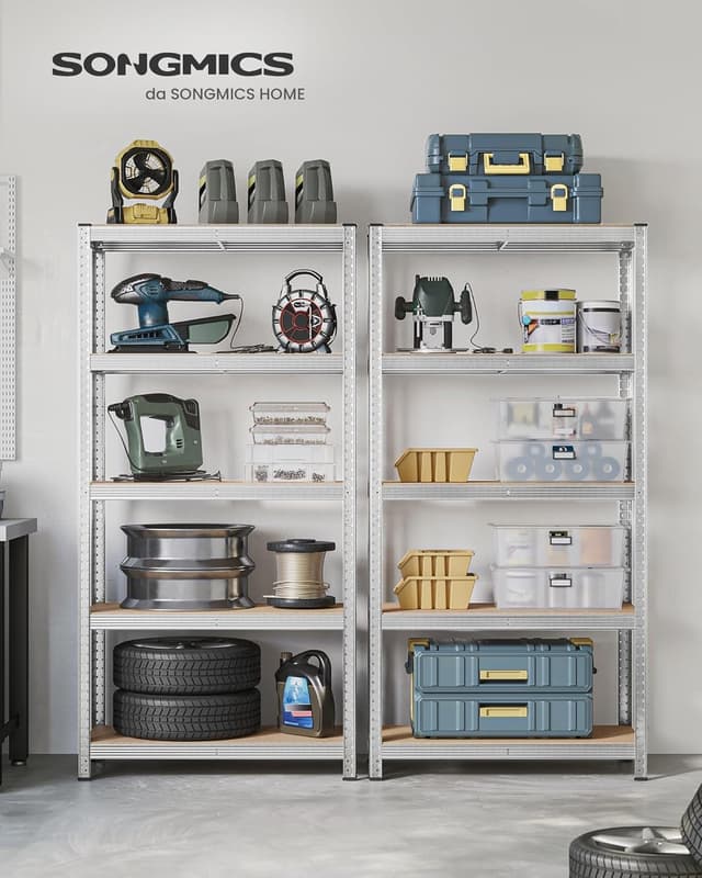 Detalle de SONGMICS GLR40SV scaffalatura in acciaio a 5 ripiani, montaggio senza viti, portata fino a 875 kg