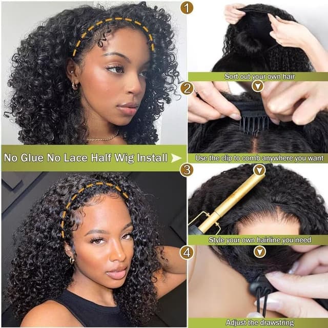 Thumbnail 5 de XNAIRA 3-in-1 Seamless Half Wig, Kinky Curly 18"
