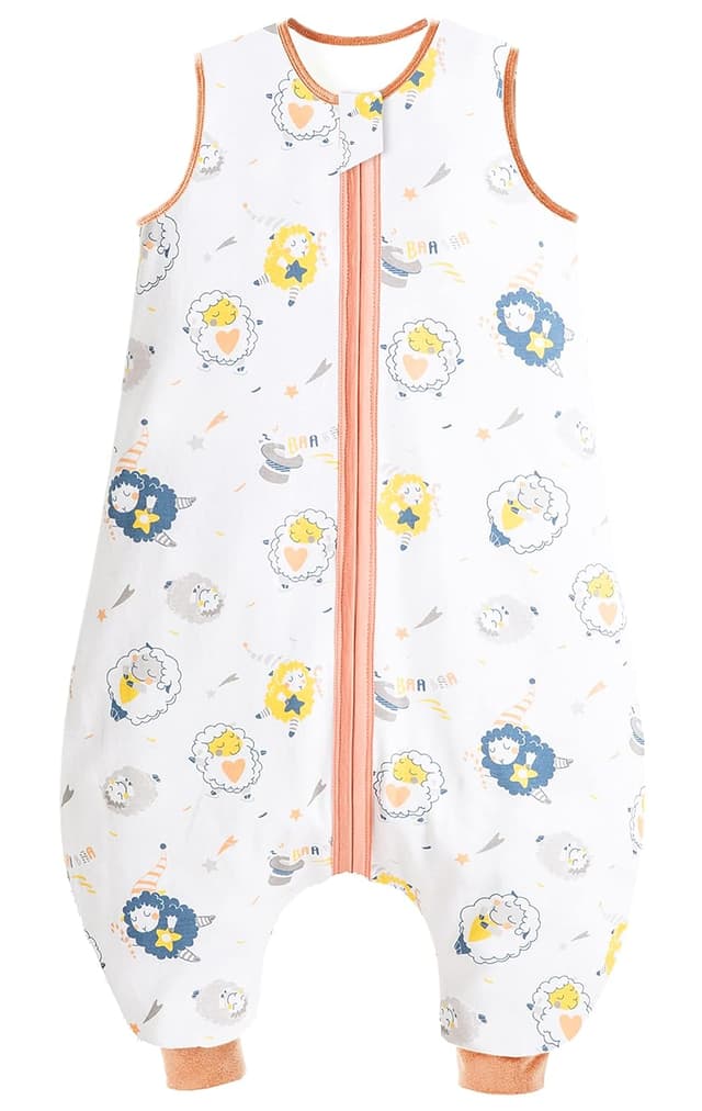Detalle de Chilsuessy Baby Schlafsack Sommer mit Füßen 0,5 Tog aus 100% Baumwolle – Schafe, passend ab 100 cm