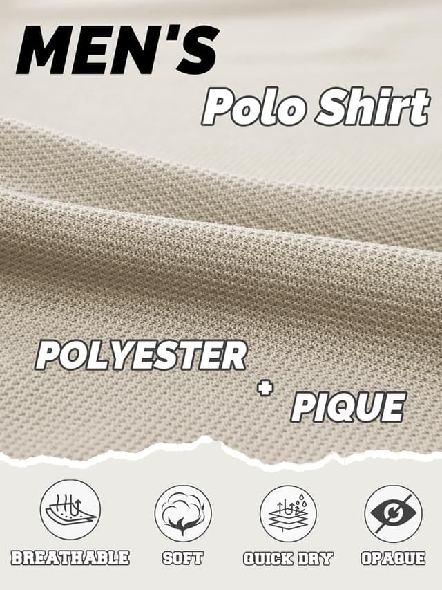 Detalle de Polo KEFITEVD à séchage rapide pour homme en polyester piqué