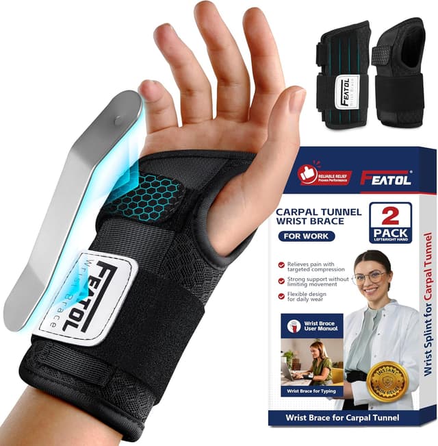 Detalle de FEATOL 2 Pack 6.5" Wrist Brace 🩺