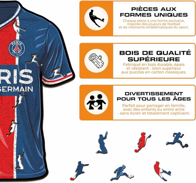 Thumbnail 6 de Iconic Puzzles PSG Maillot (taille S) – puzzle en bois officiel, 150 pièces