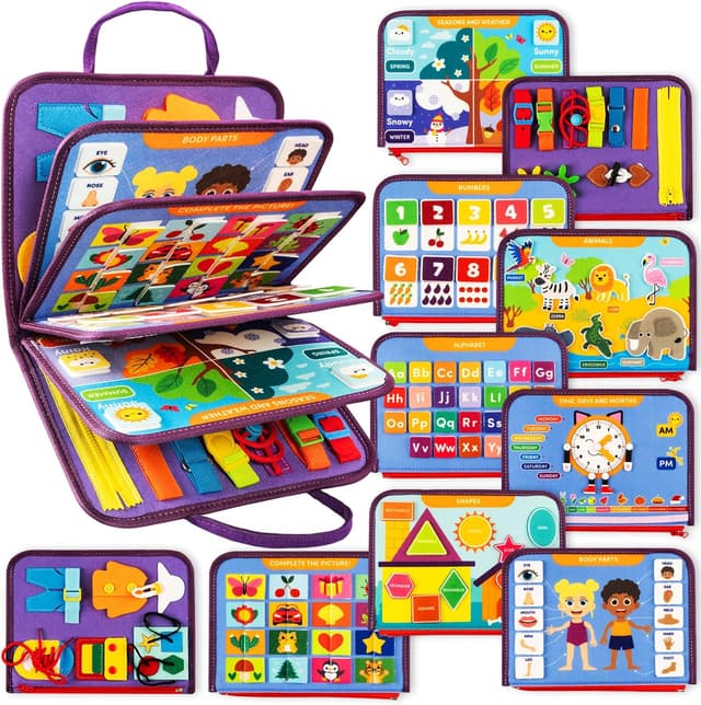 Detalle de Clever Fox Play Busy Book for Toddlers (Ages 1–3) – Montessori Felt Activity Board for Fine Motor Skills