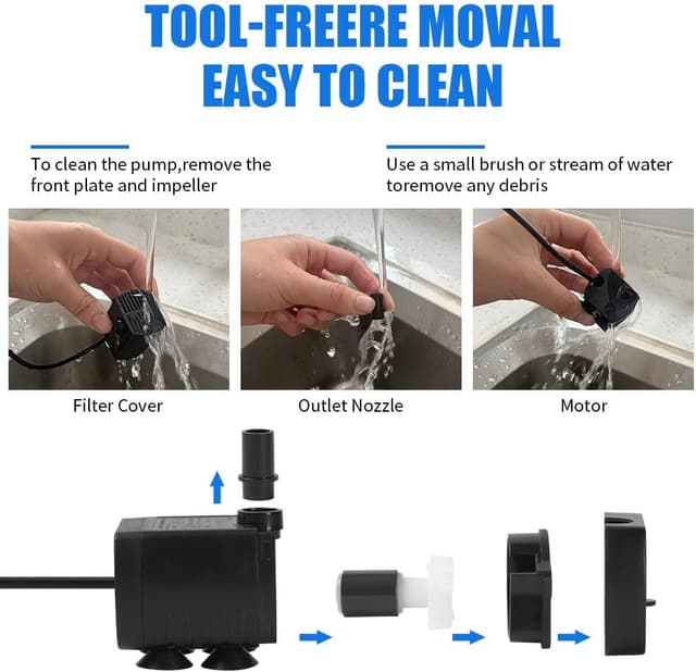 Detalle de flintronic Submersible Water Pump (USB, 200L/H) for aquarium, fish tank & hydroponics