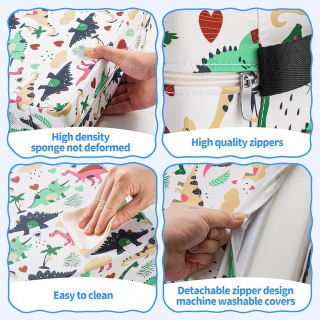 Thumbnail 6 de Toddler Booster Seat for Dining Chair (White) – PU Washable, Non-Slip Bottom & Adjustable Seat Belts