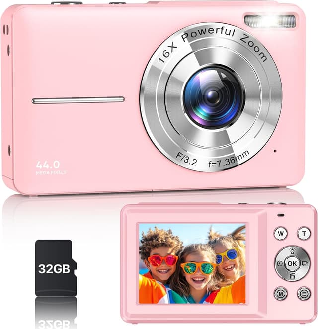 Detalle de Digital Camera with Built-In Fill Light, FHD 1080P Video, 16X Digital Zoom, SD Card Point-and-Shoot (Compact for Teens & Kids)