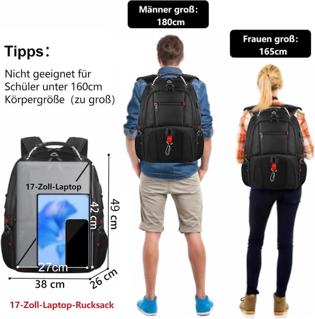 Thumbnail 4 de MATEIN GroĂź Laptop Rucksack 50L, 17,3" đź’Ľ