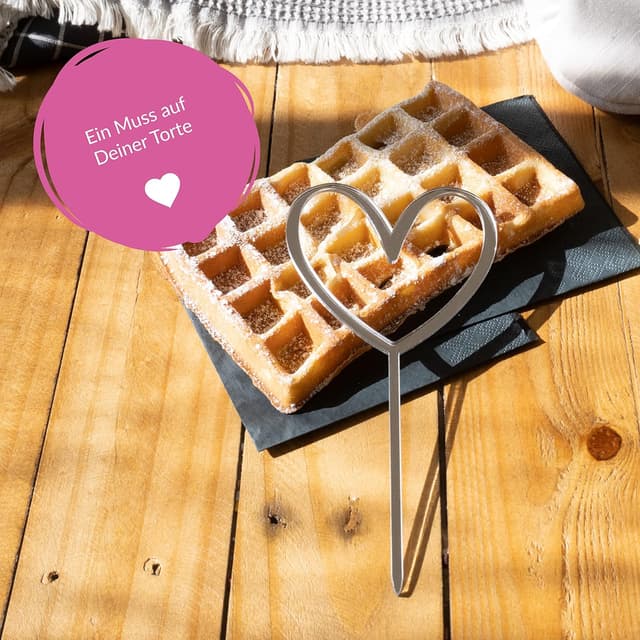 Thumbnail 6 de GoodBake Cake Topper „Herz/Heart“ in Silber – Torten-Deko für Geburtstag, Hochzeit und Valentinstag