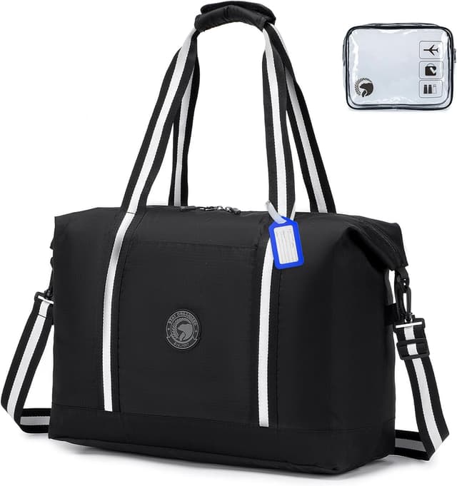 Detalle de BAGZY faltbare Reisetasche für Handgepäck 45 x 36 x 20 cm – wasserabweisende Umhängetasche im Kabinenformat