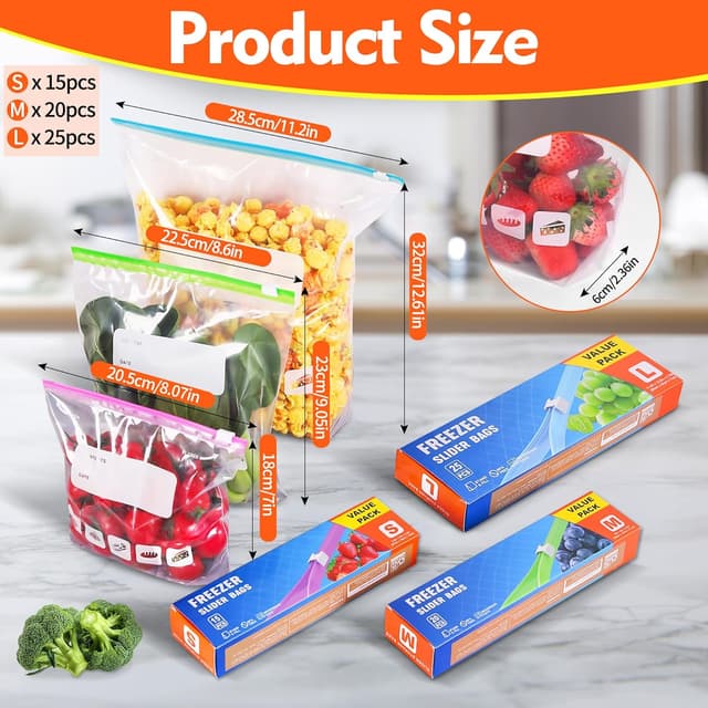 Thumbnail 2 de 60 Pack Reusable Ziplock Freezer Bags