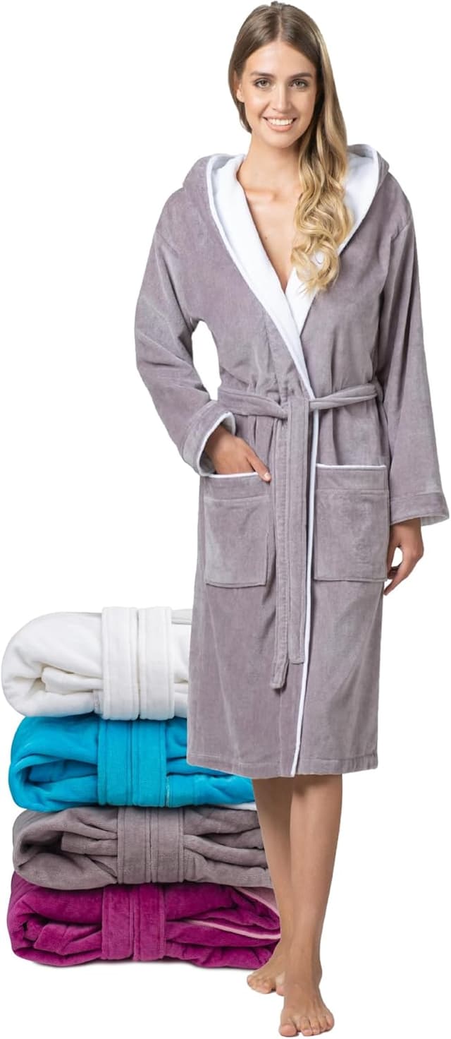 Detalle de Twinzen Bademantel Damen 100 Baumwolle