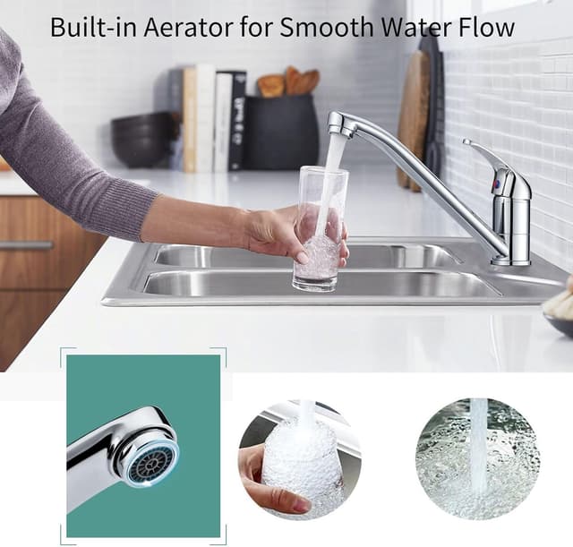 Thumbnail 6 de Hapilife kitchen sink mixer tap with single lever and long 360° swivel spout (solid brass, chrome) – compact one-hole option