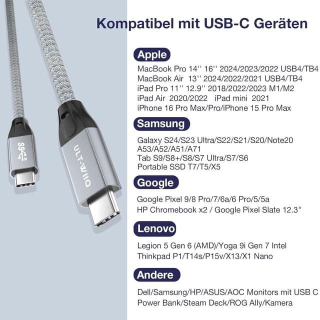 Thumbnail 4 de USB C Kabel 20Gbps 240W