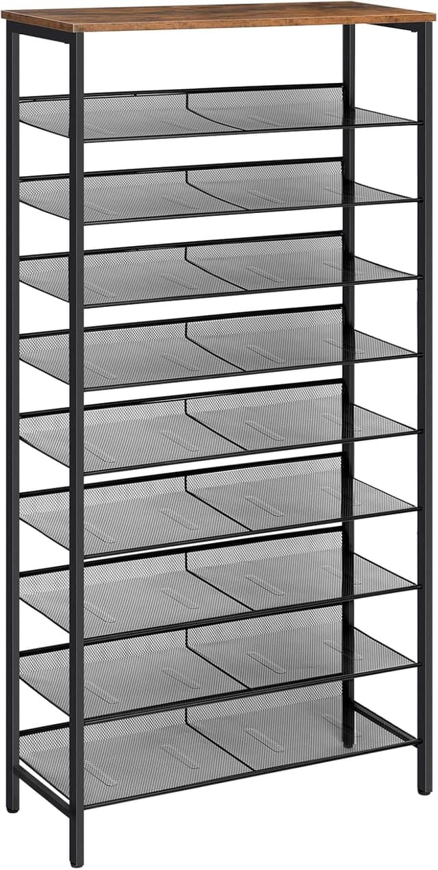 Detalle de HOOBRO Scarpiera a 10 ripiani EBF110XJ01, fino a 27/36 paia con ripiani metallici inclinabili