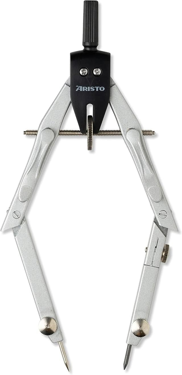 Detalle de Aristo AR80078 Schnellverstellzirkel-Schulset (9-teilig) silber-schwarz – Zirkel mit 2 Gelenken & Zubehör