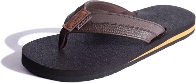 Thumbnail 6 de KuaiLu men’s leather arch support flip flops with cushioned yoga foam and non-slip sole