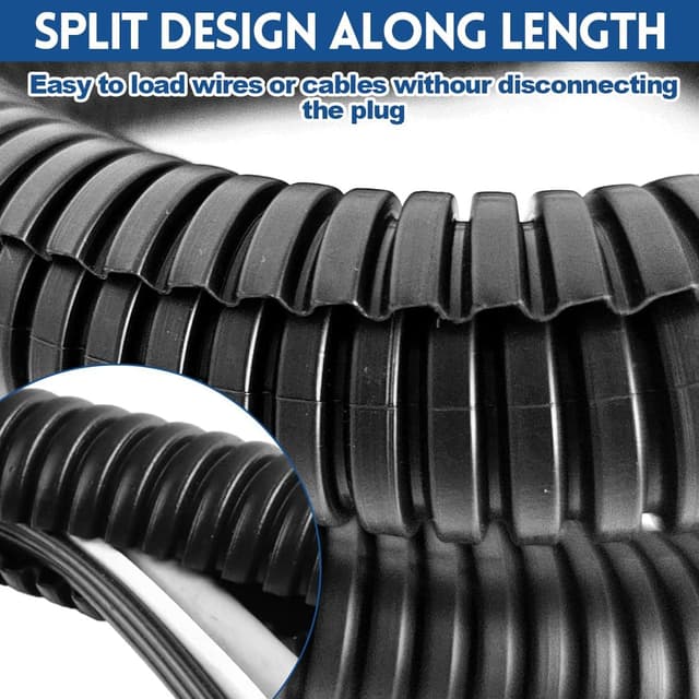 Detalle 2 de Flexibles Wellrohr Kabelschutzschlauch (25 mm, 3 m) – UV-beständig mit Kabelmanagement für Außen- und Innenkabel