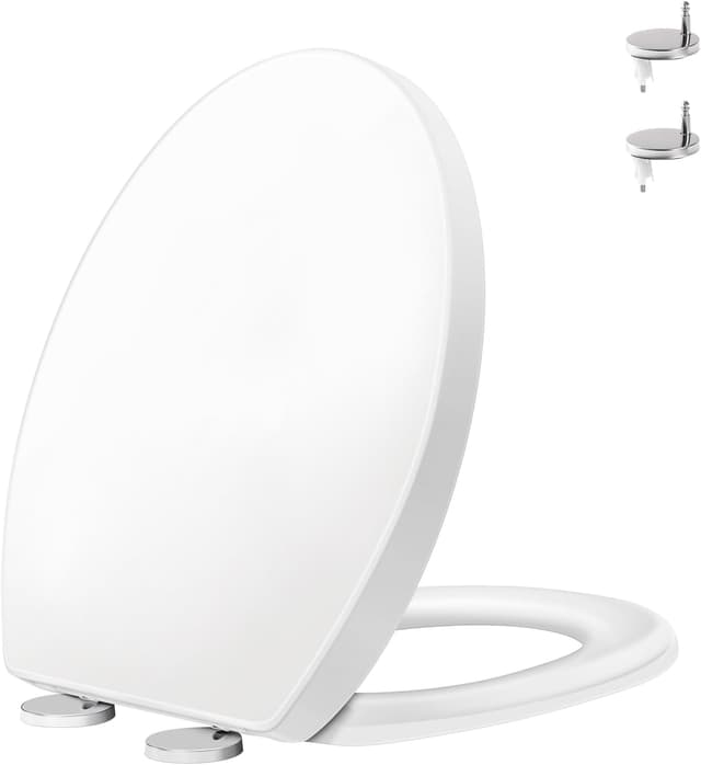 Detalle de YunNasi Oval Shape Soft Close Toilet Seat (Quick Release, Adjustable) 44.5 x 37.5cm