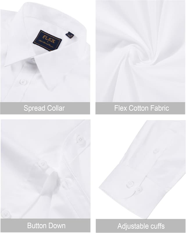 Detalle de J.VER Men’s Long Sleeve Dress Shirts Stain Shield Stretch Non-Iron Business-Casual Button Down