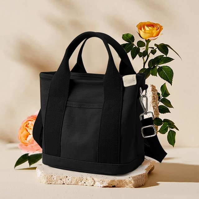 Detalle 2 de Aucuu sac fourre-tout en toile pour femme avec bandoulière réglable et fermeture éclair