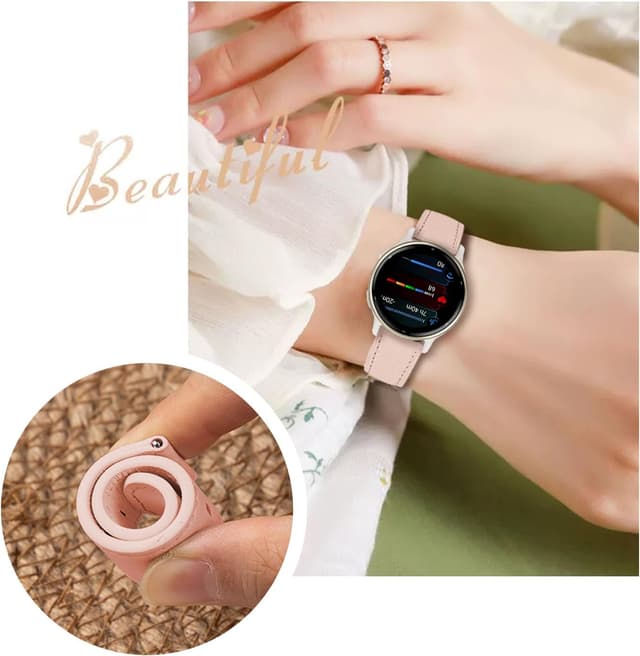 Detalle de Bracelet cuir 20 mm compatible Garmin Vivoactive 5/6, Venu 2 Plus, Venu Sq 2 et Vívomove 3 44 mm