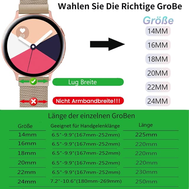 Detalle de LYYLTX Edelstahl Mesh Uhrenarmband mit Magnetverschluss – Ersatzband für Smartwatch & klassische Uhren