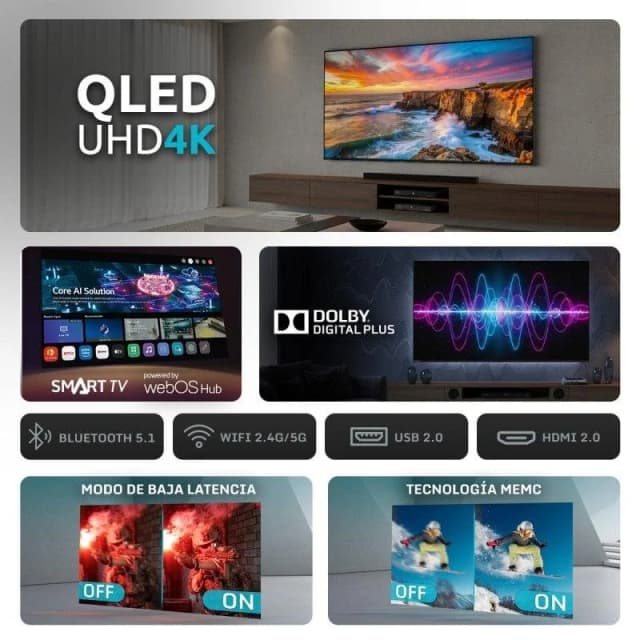 Detalle 2 de Nilait Luxe 50UD8004SWOS QLED 4K Smart TV