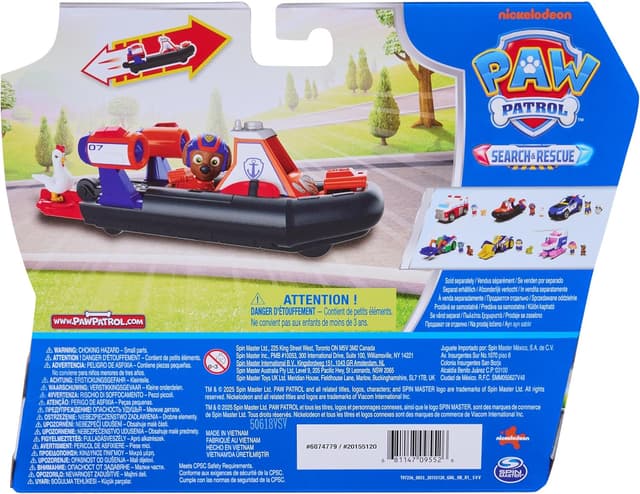 Thumbnail 6 de Paw Patrol Pat Patrouille – Véhicule figurine Zuma Search & Rescue Mission Détectives (aerodeslizador de secours)