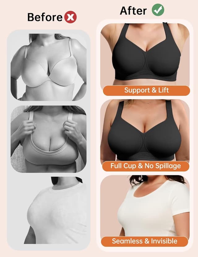 Detalle 2 de Vertvie Ultimate Support & Lift Gel Wireless Pushup Bra for Women (Plus Size, No Underwire)