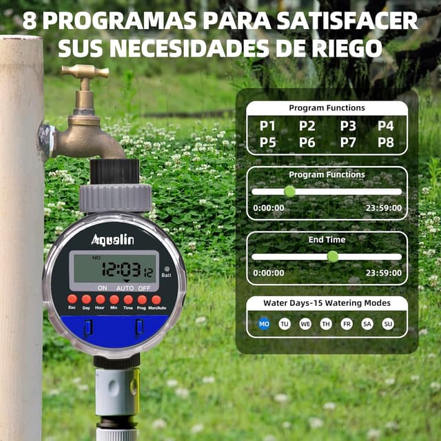 Detalle 2 de Aqualin Electronic Water Timer Garden Irrigation Controller (Waterproof Watering Computer)
