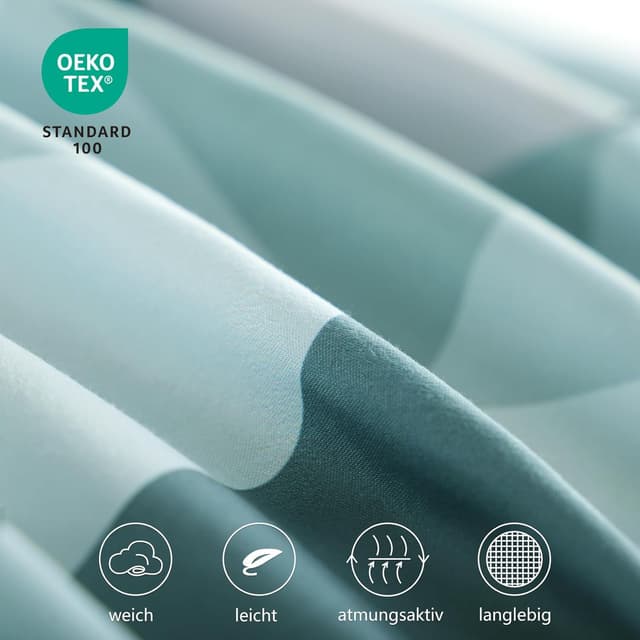 Detalle 2 de RUIKASI Bettwäsche 135x200 grün, 4-teilig (2 Bettbezüge + 2 Kissenbezüge) aus Mikrofaser mit Reißverschluss