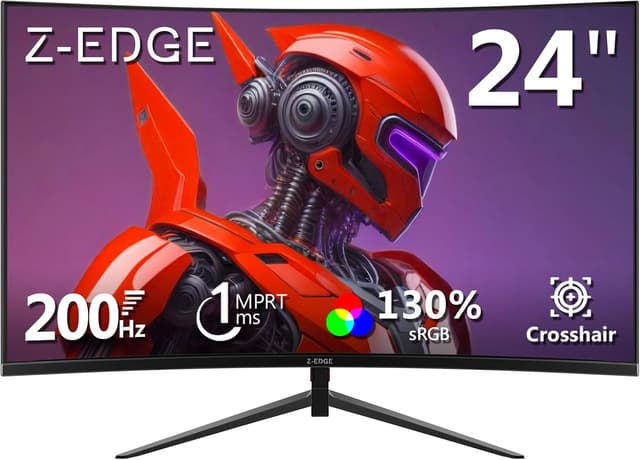 Detalle de Z-Edge 24 Inch Curved Gaming Monitor (200Hz, 1ms MPRT, VA, FreeSync) – Full HD 1080p, HDMI & DisplayPort