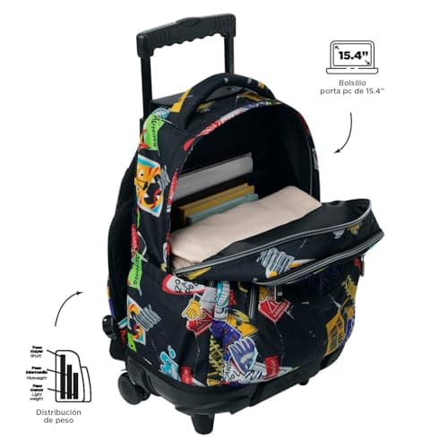 Detalle de Totto Mochila Escolar con Ruedas Renglones (26,21 L) con bolsillo para PC 14