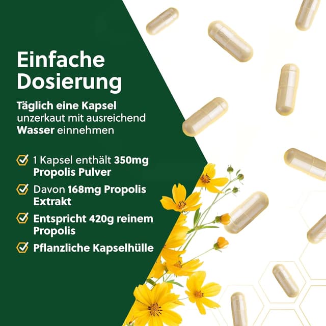 Detalle de beegut BIO Propolis Kapseln (60 Kapseln) – BIO Propolis-Extrakt in pflanzlicher Kapselhülle