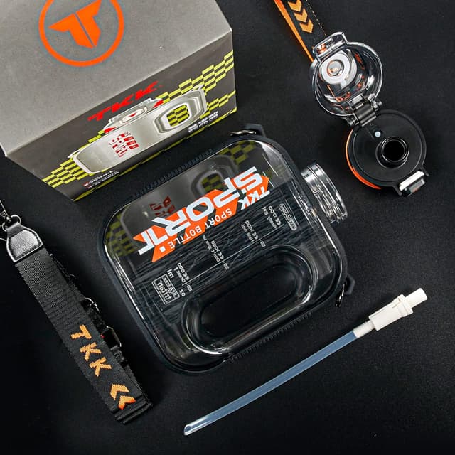 Detalle de TKK Half Gallon Water Bottle Jug with Straw (BPA-Free Tritan, 64 Oz) – Dishwasher Safe Jug for Gym, Travel & Outdoor