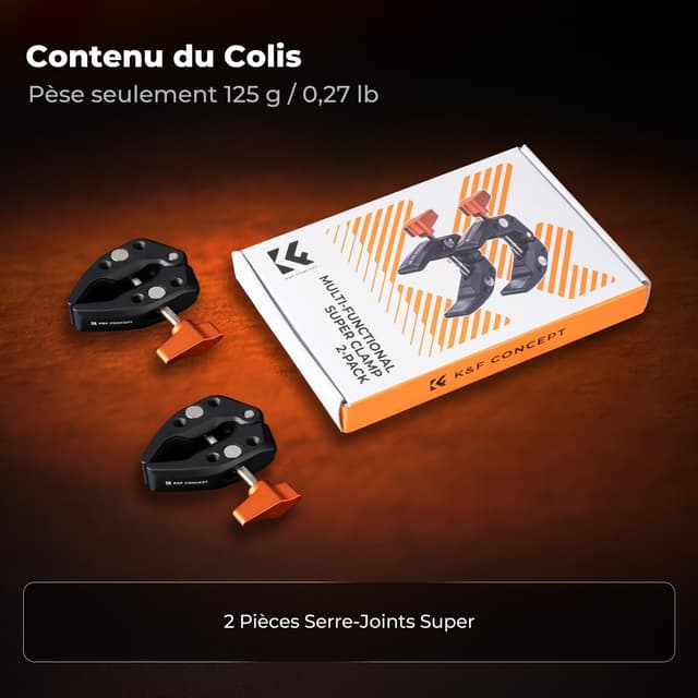 Thumbnail 6 de K&F CONCEPT Twin-Pack Super Clamp avec pas de 1/4" – ouverture max. 60 mm