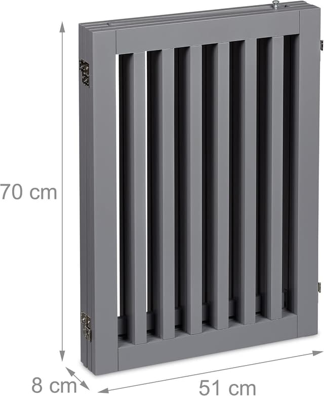 Detalle de Relaxdays Absperrgitter mit Tür, freistehend für Hunde (HxB: 70x207 cm, faltbar, grau)