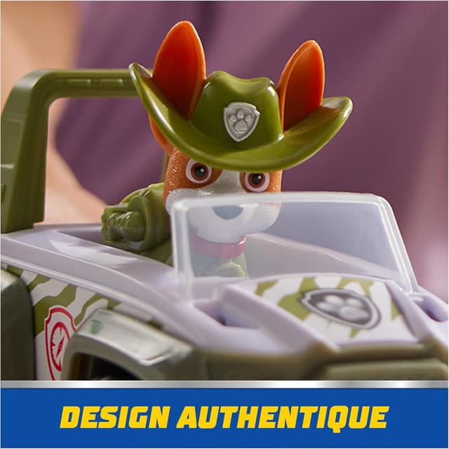 Detalle 2 de Paw Patrol Pat Patrouille Véhicule figurine Tracker Jungle Cruiser (voiture à collectionner, plastique recyclé)
