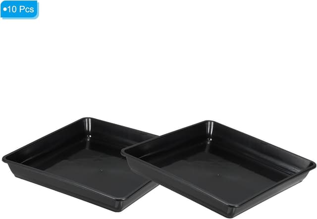 Detalle de PATIKIL 9 inch square plant saucers (10-pack) in black plastic