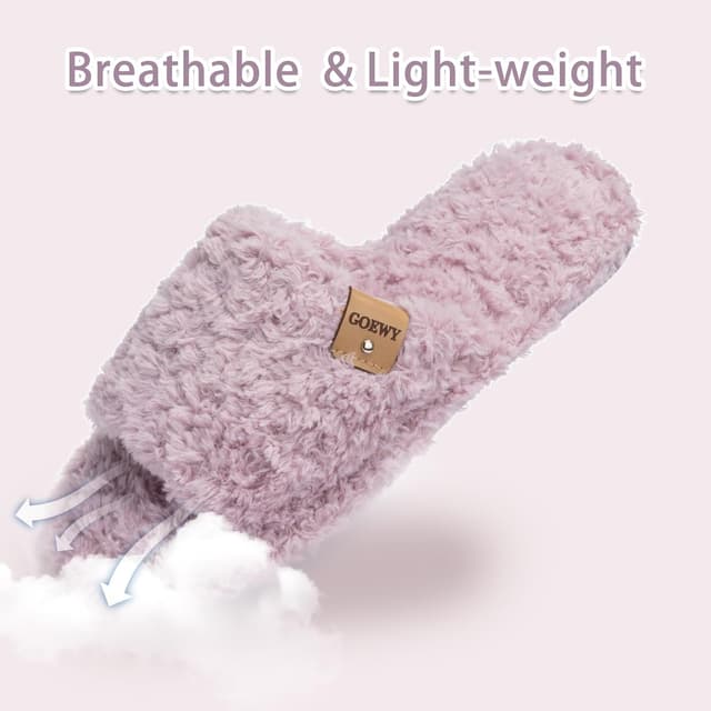 Detalle de GOEWY Damen-Hausschuhe mit Memory Foam – offene Fersen Pantoffeln mit rutschfester Sohle