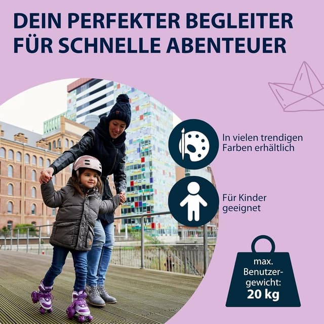 Detalle 2 de HUDORA Rollschuh „My First Quad“ (Größe 26–29) – Lavender – einsteigerfreundliche verstellbare Kinder-Rollschuhe bis 20 kg