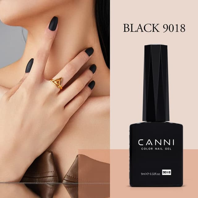 Detalle de CANNI Hema-Free Black & White Gel Nail Polish Set (2-Piece) — LED Soak-Off Gel Kit for DIY Manicures